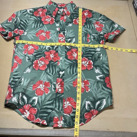 Abercrombie & Fitch Mens Floral Hawaiian Shirt Size S Aloha Coastal Green Red - Picture 10 of 10